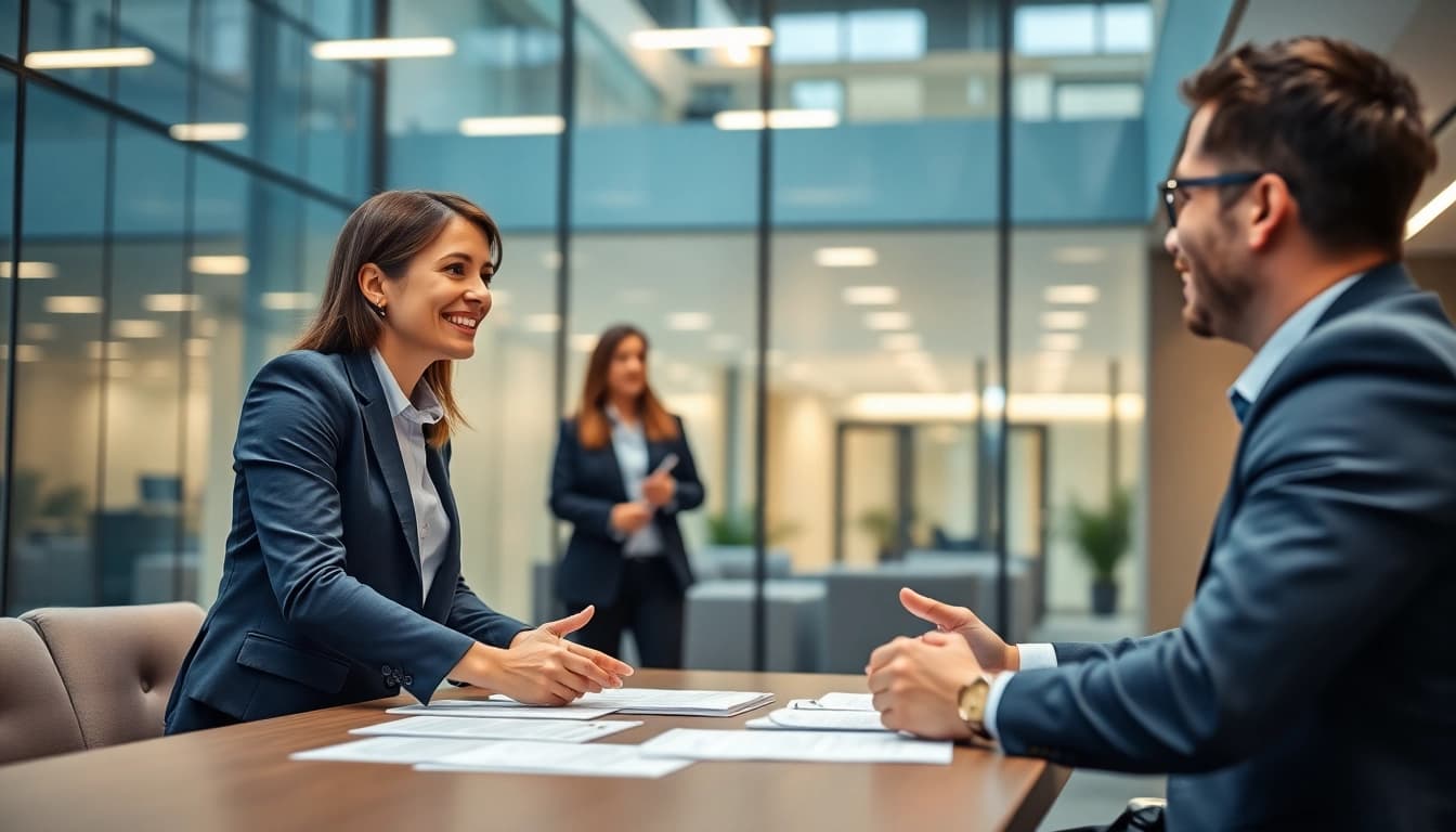 Headhunter Ingenieure interviewing an engineer in a professional office environment