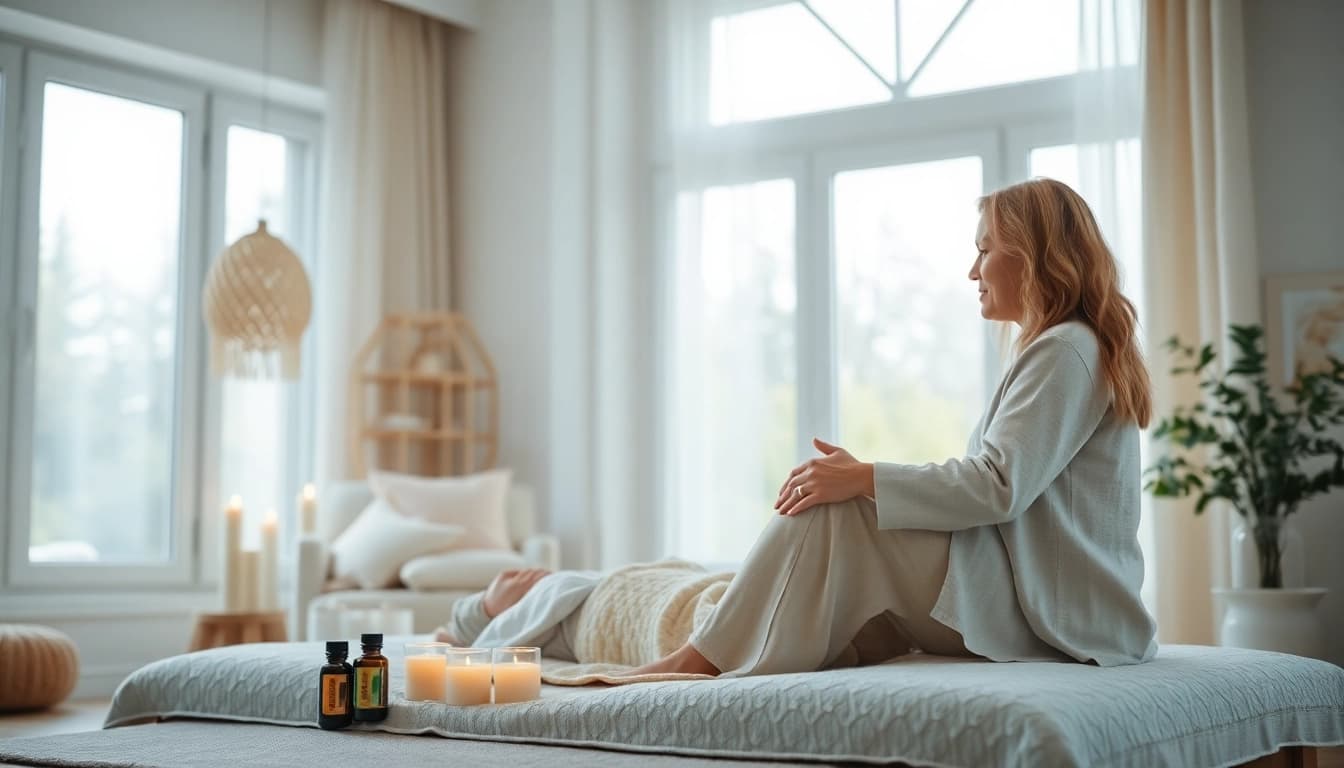 Reinkarnationstherapie in einer ruhigen Therapiesitzung mit einem Therapeuten und Klienten.