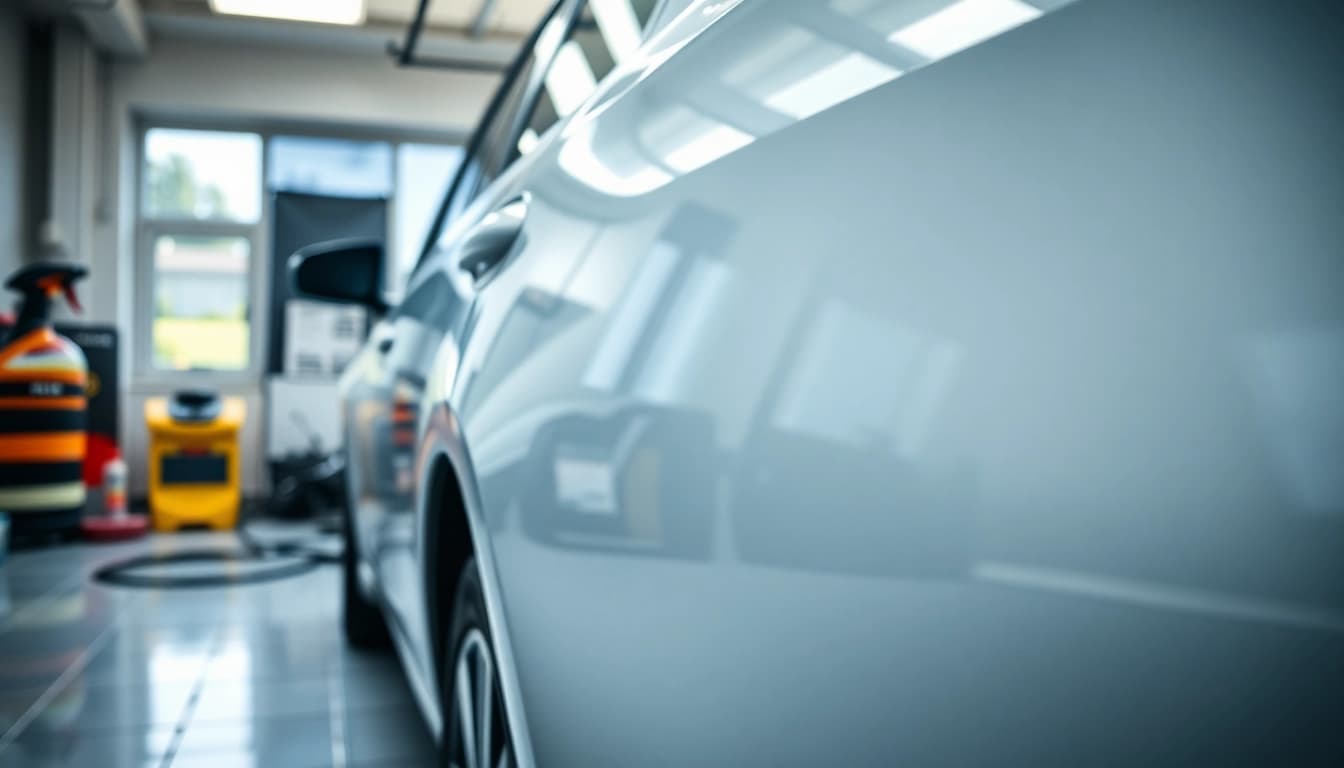 Fahrzeugaufbereitung vor Leasingrückgabe in einem modernen Autoaufbereitungsservice.