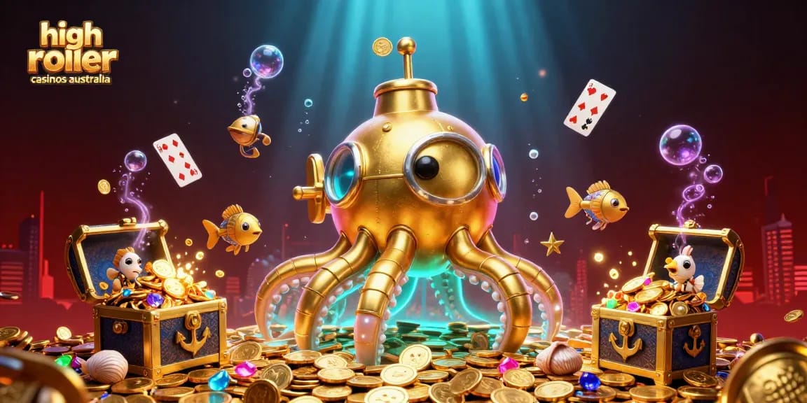 Immerse yourself in high roller casinos Australia with this vibrant underwater treasure scene.
