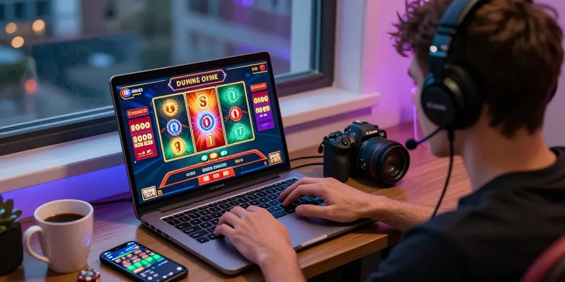 FAFA828 online gambling experience with user enjoying live casino games in cozy space.