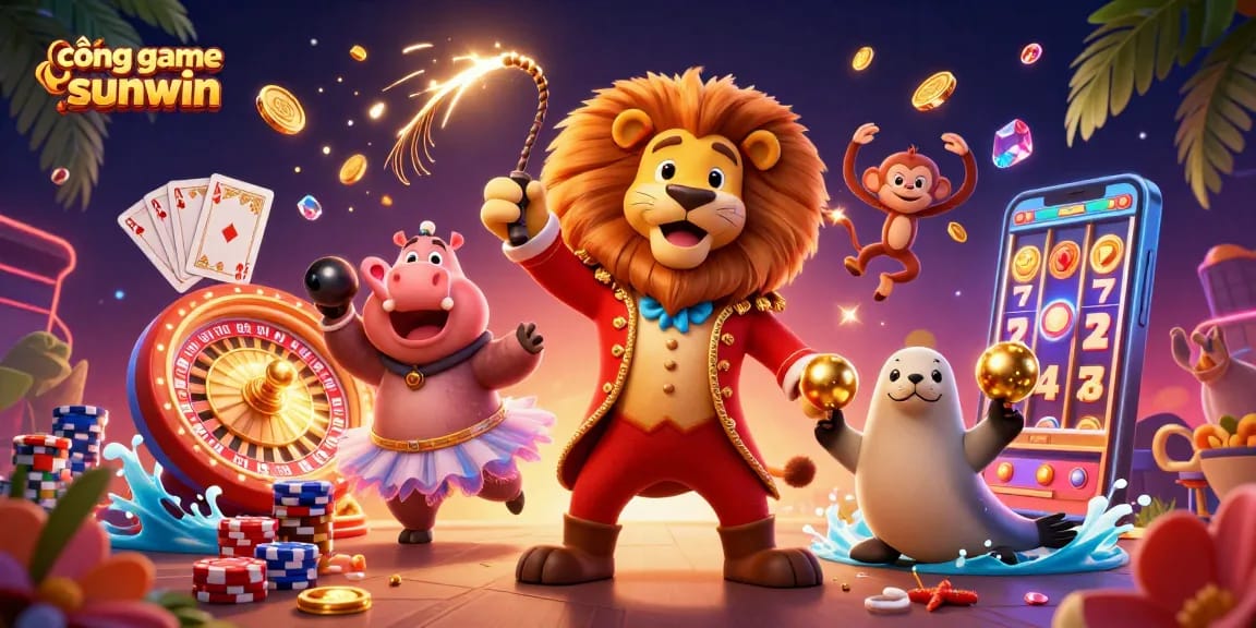 Cascading coins and vibrant characters showcase the excitement of cổng game sunwin's casino experience.