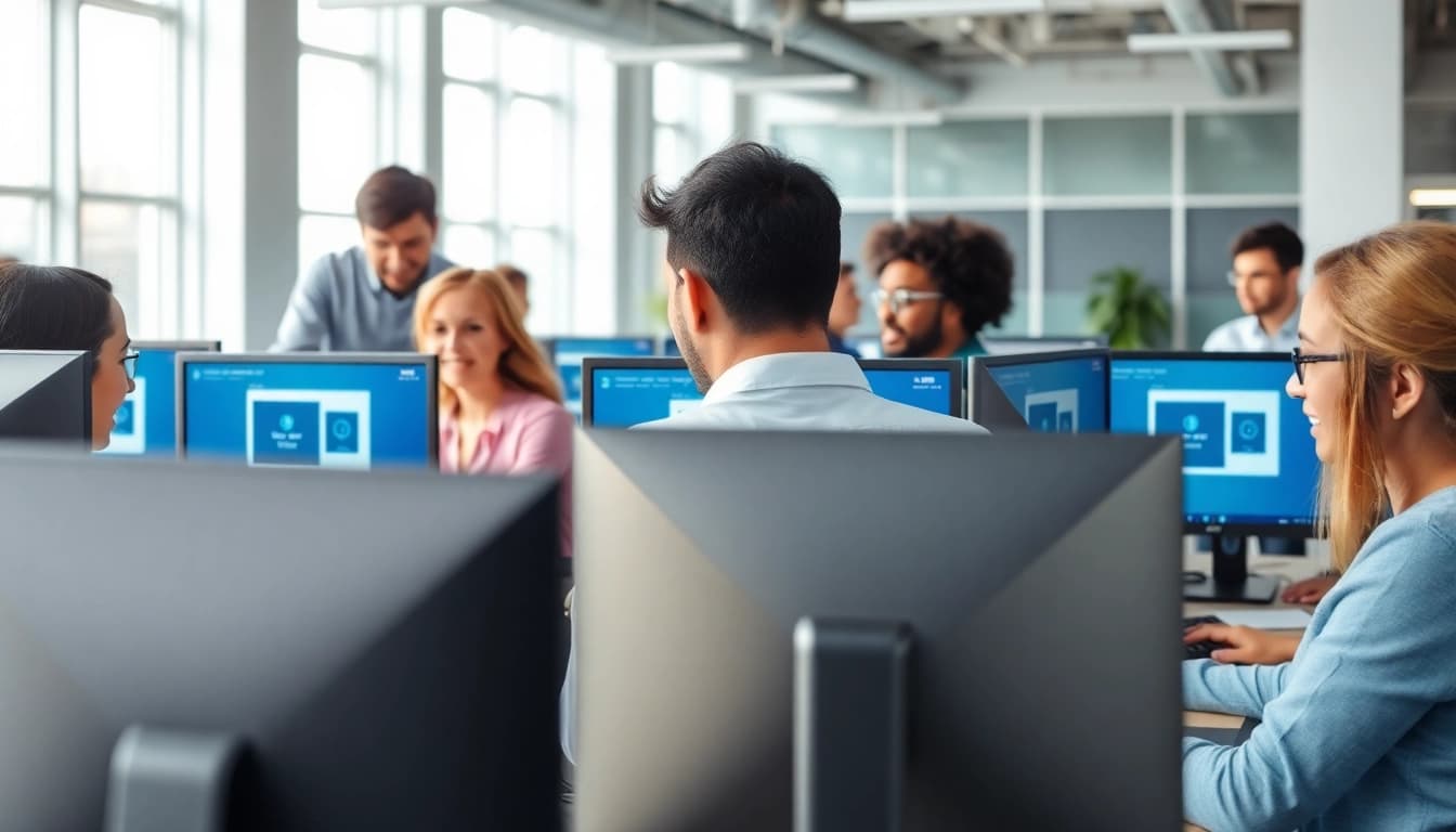Veranschaulicht die Verwendung von Remote Desktop CAL 2025 pro Benutzer in einer Büroumgebung.