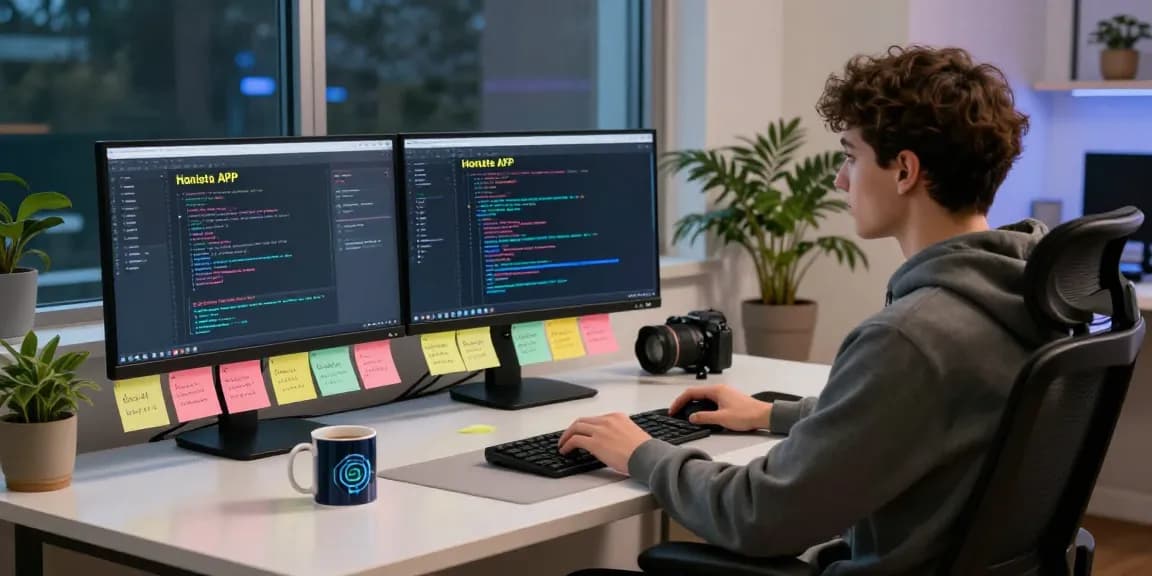 Workspace showcasing the Honista atualizado APK features on multiple screens, emphasizing software customization and privacy.