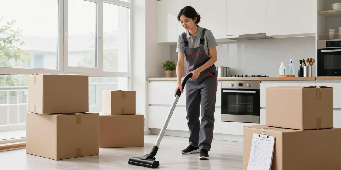 Efficient wohnungsabgabe reinigung process with professional cleaner in action, showcasing a pristine apartment
