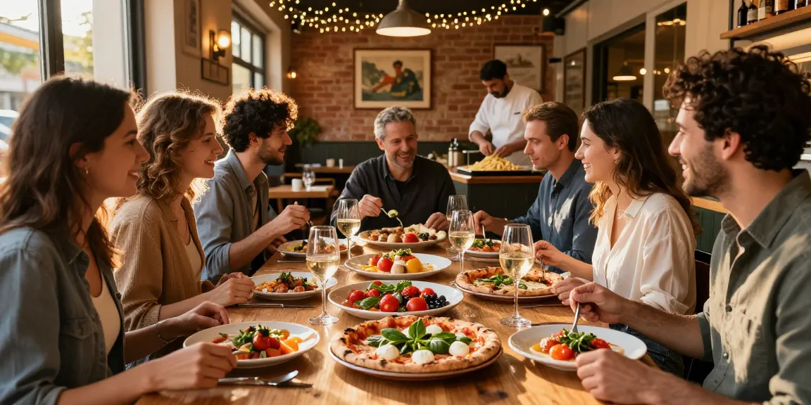 Delicious dining experience at Pizzeria Madera featuring pg soft pizzas and antipasti among friends.