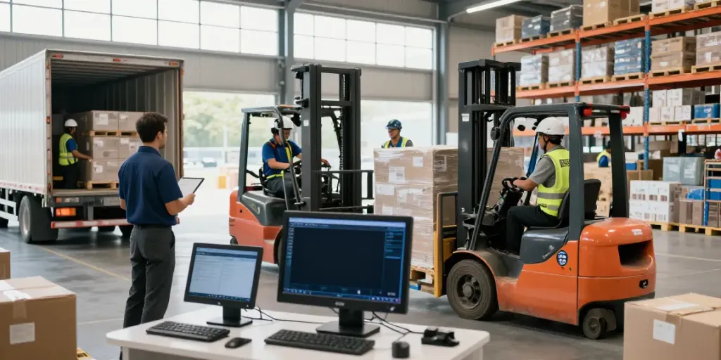 OCARGO Düsseldorf optimiert Logistikprozesse in einem modernen Lagerhaus.