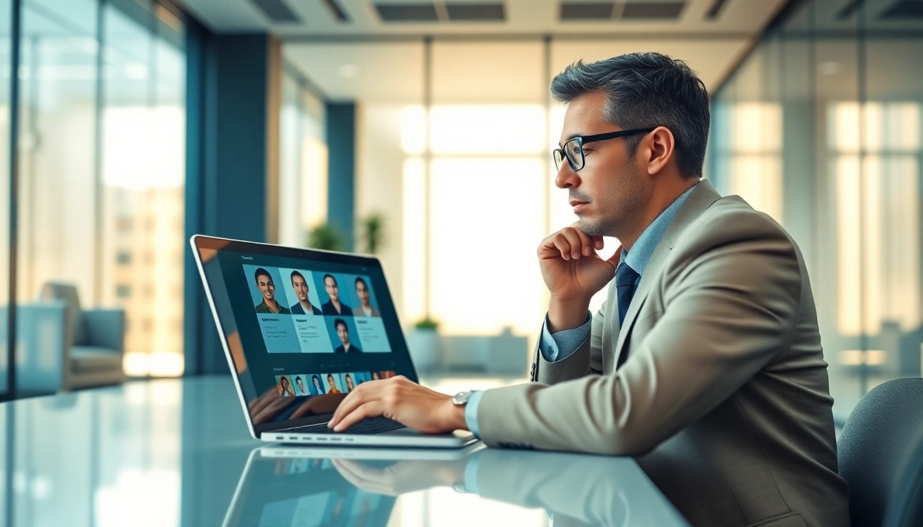 Headhunter Schweiz bei der Arbeit, unterstützt Kandidaten in einer modernen Büroumgebung.